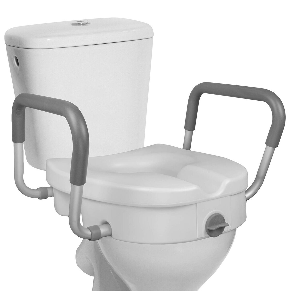 Raised Toilet Seat with Padded Armrests